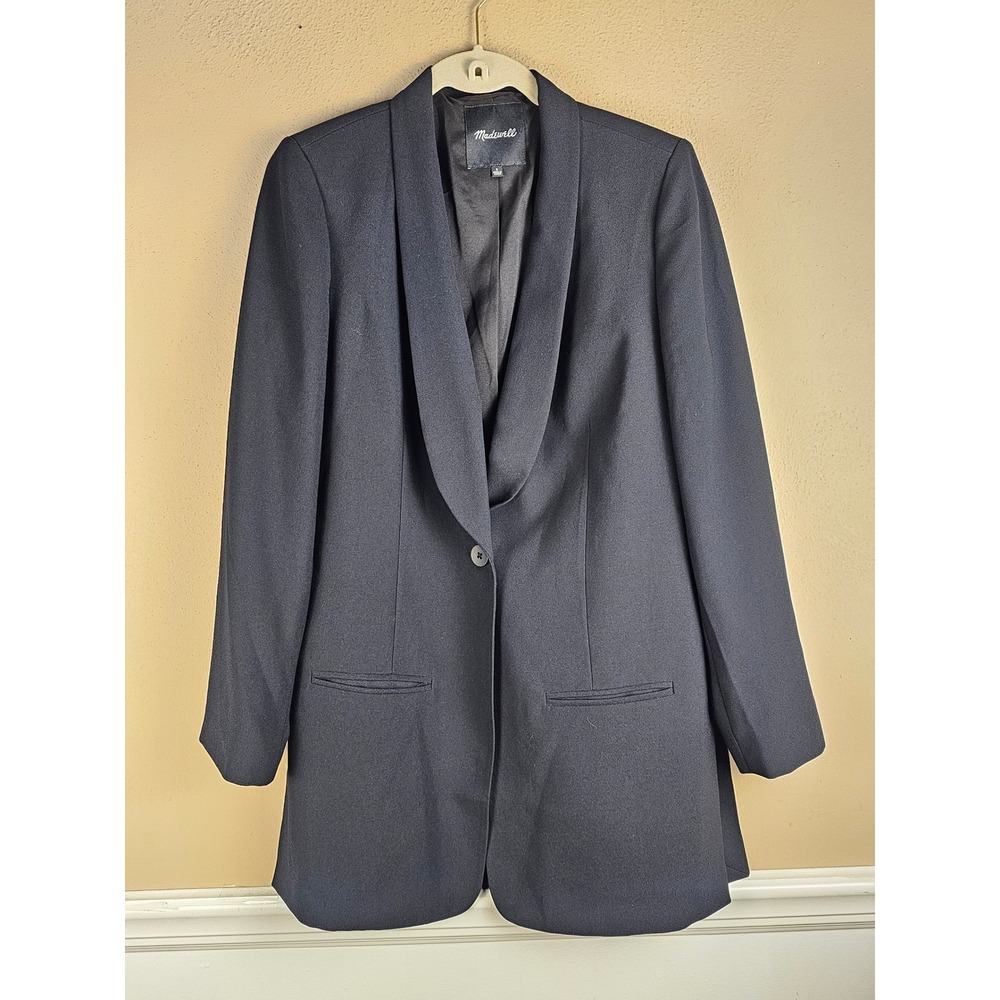 Madewell Womens Black Single Button Longline Blazer 6